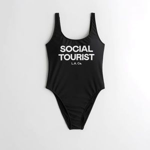 Black and white social tourist bathing suit